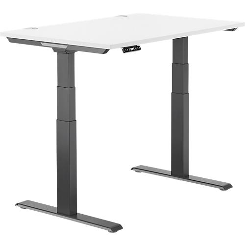 Schäfer Shop Genius Schreibtisch MODENA FLEX, elektrisch höhenverstellbar, Rechteck, T-Fuß, B 1200 x T 800 mm, weiß/anthrazit