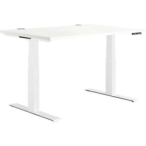 Schäfer Shop Genius Schreibtisch MODENA FLEX, elektrisch höhenverstellbar, Rechteck, T-Fuß, B 1200 x T 800 mm, weiß/weiß