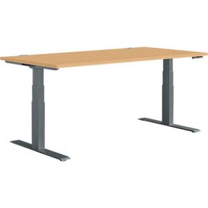Schäfer Shop Genius Schreibtisch MODENA FLEX, elektrisch höhenverstellbar, Rechteck, T-Fuß, B 1600 x T 800 mm, Buche/anthrazit Schäfer Shop Genius Schreibtisch MODENA FLEX, elektrisch höhenverstellbar, Rechteck, T-Fuß, B 1600 x T 800 mm, Buche/anthrazit