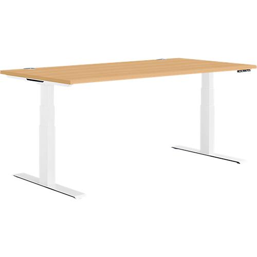 Schäfer Shop Genius Schreibtisch MODENA FLEX, elektrisch höhenverstellbar, Rechteck, T-Fuß, B 1600 x T 800 mm, Buche/weiß