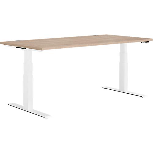 Schäfer Shop Genius Schreibtisch MODENA FLEX, elektrisch höhenverstellbar, Rechteck, T-Fuß, B 1600 x T 800 mm, Eiche/weiß