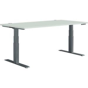 Schäfer Shop Genius Schreibtisch MODENA FLEX, elektrisch höhenverstellbar, Rechteck, T-Fuß, B 1600 x T 800 mm, lichtgrau/anthrazit