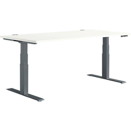 Schäfer Shop Genius Schreibtisch MODENA FLEX, elektrisch höhenverstellbar, Rechteck, T-Fuß, B 1600 x T 800 mm, weiß/anthrazit