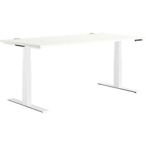 Schäfer Shop Genius Schreibtisch MODENA FLEX, elektrisch höhenverstellbar, Rechteck, T-Fuß, B 1600 x T 800 mm, weiß/weiß