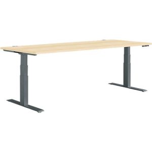 Schäfer Shop Genius Schreibtisch MODENA FLEX, elektrisch höhenverstellbar, Rechteck, T-Fuß, B 1800 x T 800 mm, Ahorn/anthrazit