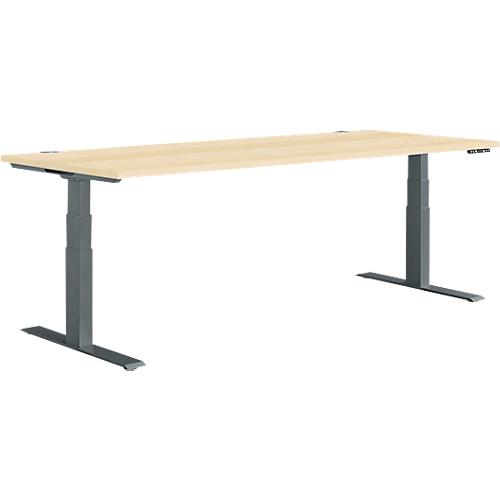 Schäfer Shop Genius Schreibtisch MODENA FLEX, elektrisch höhenverstellbar, Rechteck, T-Fuß, B 1800 x T 800 mm, Ahorn/anthrazit