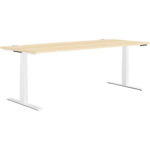 Schäfer Shop Genius Schreibtisch MODENA FLEX, elektrisch höhenverstellbar, Rechteck, T-Fuß, B 1800 x T 800 mm, Ahorn/weiß