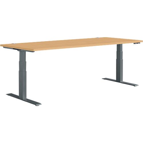 Schäfer Shop Genius Schreibtisch MODENA FLEX, elektrisch höhenverstellbar, Rechteck, T-Fuß, B 1800 x T 800 mm, Buche/anthrazit