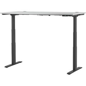 Schäfer Shop Genius Schreibtisch MODENA FLEX, elektrisch höhenverstellbar, Rechteck, T-Fuß, B 1800 x T 800 mm, lichtgrau/anthrazit