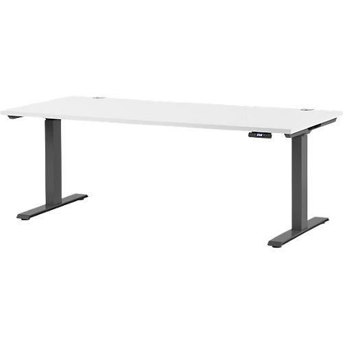 Schäfer Shop Genius Schreibtisch MODENA FLEX, elektrisch höhenverstellbar, Rechteck, T-Fuß, B 1800 x T 800 mm, weiß/anthrazit