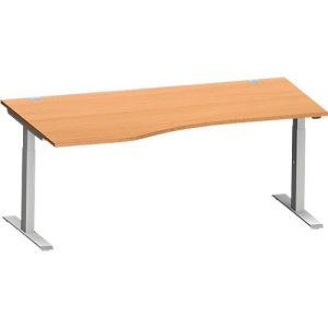 Schäfer Shop Genius Schreibtisch MODENA FLEX, Freiform links, T-Fuß Rechteckrohr, B 1800 x T 1000/800 x H 650-850 mm, Buche/weißalu Schäfer Shop Genius Schreibtisch MODENA FLEX, Freiform links, T-Fuß Rechteckrohr, B 1800 x T 1000/800 x H 650-850 mm, Buche/weißalu