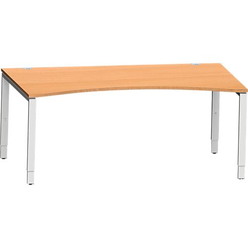 Schäfer Shop Genius Schreibtisch MODENA FLEX, mit Cockpitplatte, 4-Fuß-Rechteckrohr, B 1800 mm, T 800/100, buche/weiß