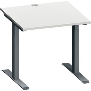 Schäfer Shop Genius Schreibtisch MODENA FLEX, Quadrat, T-Fuß Rechteckrohr, B 800 x T 800 x H 650-850 mm, lichtgrau/anthrazit Schäfer Shop Genius Schreibtisch MODENA FLEX, Quadrat, T-Fuß Rechteckrohr, B 800 x T 800 x H 650-850 mm, lichtgrau/anthrazit