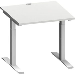 Schäfer Shop Genius Schreibtisch MODENA FLEX, Quadrat, T-Fuß Rechteckrohr, B 800 x T 800 x H 650-850 mm, lichtgrau/weißalu Schäfer Shop Genius Schreibtisch MODENA FLEX, Quadrat, T-Fuß Rechteckrohr, B 800 x T 800 x H 650-850 mm, lichtgrau/weißalu