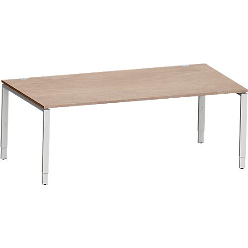 Schäfer Shop Genius Schreibtisch Modena Flex, Rechteck, 4-Fuß Rechteckrohr, B 2000 x T 1000 x H 650-850 mm, Eiche-Dekor/weißaluminium