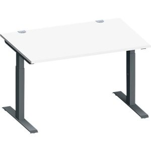 Schäfer Shop Genius Schreibtisch MODENA FLEX, Rechteck, T-Fuß Rechteckrohr, B 1200 x T 800 x H 650-850 mm, weiß/anthrazit Schäfer Shop Genius Schreibtisch MODENA FLEX, Rechteck, T-Fuß Rechteckrohr, B 1200 x T 800 x H 650-850 mm, weiß/anthrazit