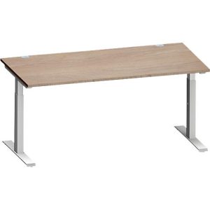 Schäfer Shop Genius Schreibtisch MODENA FLEX, Rechteck, T-Fuß Rechteckrohr, B 1600 x T 800 x H 650-850 mm, Eiche/weißalu Schäfer Shop Genius Schreibtisch MODENA FLEX, Rechteck, T-Fuß Rechteckrohr, B 1600 x T 800 x H 650-850 mm, Eiche/weißalu