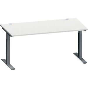 Schäfer Shop Genius Schreibtisch MODENA FLEX, Rechteck, T-Fuß Rechteckrohr, B 1600 x T 800 x H 650-850 mm, lichtgrau/anthrazit Schäfer Shop Genius Schreibtisch MODENA FLEX, Rechteck, T-Fuß Rechteckrohr, B 1600 x T 800 x H 650-850 mm, lichtgrau/anthrazit