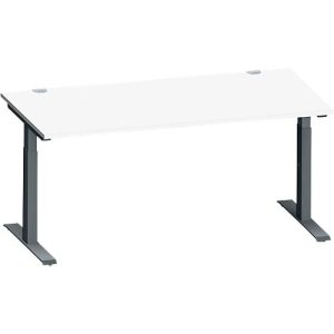 Schäfer Shop Genius Schreibtisch MODENA FLEX, Rechteck, T-Fuß Rechteckrohr, B 1600 x T 800 x H 650-850 mm, weiß/anthrazit Schäfer Shop Genius Schreibtisch MODENA FLEX, Rechteck, T-Fuß Rechteckrohr, B 1600 x T 800 x H 650-850 mm, weiß/anthrazit