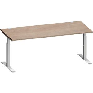 Schäfer Shop Genius Schreibtisch MODENA FLEX, Rechteck, T-Fuß Rechteckrohr, B 1800 x T 800 x H 650-850 mm, Eiche/weißalu Schäfer Shop Genius Schreibtisch MODENA FLEX, Rechteck, T-Fuß Rechteckrohr, B 1800 x T 800 x H 650-850 mm, Eiche/weißalu