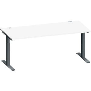 Schäfer Shop Genius Schreibtisch MODENA FLEX, Rechteck, T-Fuß Rechteckrohr, B 1800 x T 800 x H 650-850 mm, weiß/anthrazit Schäfer Shop Genius Schreibtisch MODENA FLEX, Rechteck, T-Fuß Rechteckrohr, B 1800 x T 800 x H 650-850 mm, weiß/anthrazit