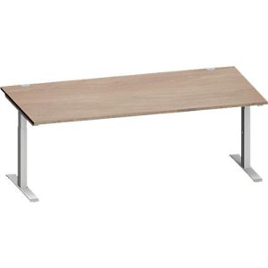 Schäfer Shop Genius Schreibtisch MODENA FLEX, Rechteck, T-Fuß Rechteckrohr, B 2000 x T 1000 x H 650-850 mm, Eiche/weißalu Schäfer Shop Genius Schreibtisch MODENA FLEX, Rechteck, T-Fuß Rechteckrohr, B 2000 x T 1000 x H 650-850 mm, Eiche/weißalu