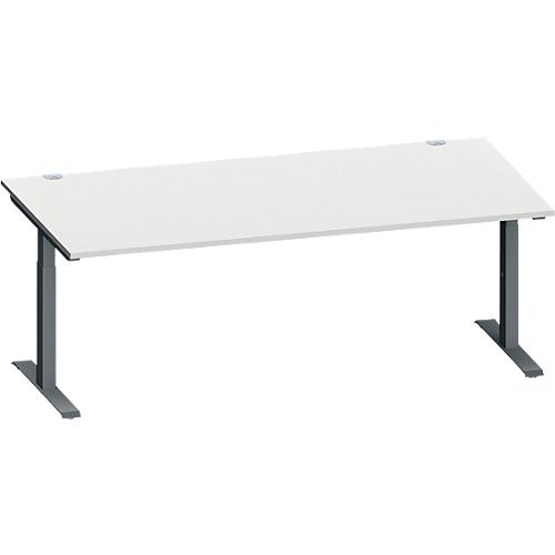Schäfer Shop Genius Schreibtisch MODENA FLEX, Rechteck, T-Fuß Rechteckrohr, B 2000 x T 1000 x H 650-850 mm, lichtgrau/anthrazit