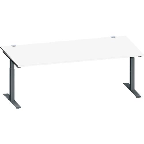 Schäfer Shop Genius Schreibtisch MODENA FLEX, Rechteck, T-Fuß Rechteckrohr, B 2000 x T 1000 x H 650-850 mm, weiß/anthrazit
