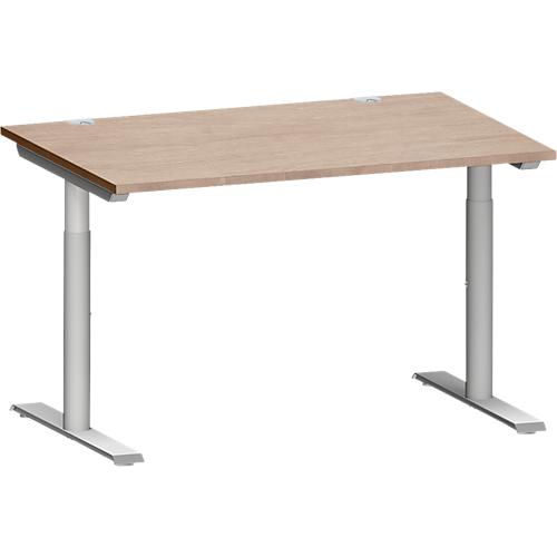 Schäfer Shop Genius Schreibtisch MODENA FLEX, T-Fuß-Rundrohr, B 1200 x T 800 mm, Eiche-Dekor/weißalu