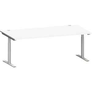 Schäfer Shop Genius Schreibtisch MODENA FLEX, T-Fuß-Rundrohr, B 2000 x T 1000 mm, weiß/weißalu Schäfer Shop Genius Schreibtisch MODENA FLEX, T-Fuß-Rundrohr, B 2000 x T 1000 mm, weiß/weißalu