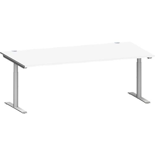 Schäfer Shop Genius Schreibtisch MODENA FLEX, T-Fuß-Rundrohr, B 2000 x T 1000 mm, weiß/weißalu