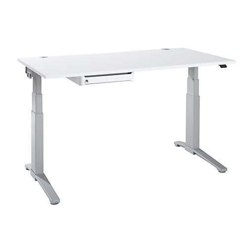 Schäfer Shop Genius Schreibtisch PLANOVA ERGOSTYLE, elektrisch höhenverstellbar, B 1600 mm, weiß/weißaluminium + OrgaWork Schublade