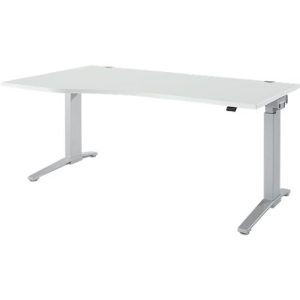 Schäfer Shop Genius Schreibtisch PLANOVA ERGOSTYLE, elektrisch höhenverstellbar, Freiform, Ansatz links, C-Fuß, B 1800 mm, lichtgrau/weißalu Schäfer Shop Genius Schreibtisch PLANOVA ERGOSTYLE, elektrisch höhenverstellbar, Freiform, Ansatz links, C-Fuß, B 1800 mm, lichtgrau/weißalu