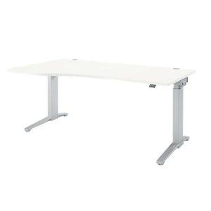Schäfer Shop Genius Schreibtisch PLANOVA ERGOSTYLE, elektrisch höhenverstellbar, Freiform, Ansatz links, C-Fuß, B 1800 mm, weiß/weißalu Schäfer Shop Genius Schreibtisch PLANOVA ERGOSTYLE, elektrisch höhenverstellbar, Freiform, Ansatz links, C-Fuß, B 1800 mm, weiß/weißalu