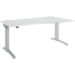 Schäfer Shop Genius Schreibtisch PLANOVA ERGOSTYLE, elektrisch höhenverstellbar, Freiform, Ansatz rechts, C-Fuß, B 1800 mm, lichtgrau/weißalu Schäfer Shop Genius Schreibtisch PLANOVA ERGOSTYLE, elektrisch höhenverstellbar, Freiform, Ansatz rechts, C-Fuß, B 1800 mm, lichtgrau/weißalu