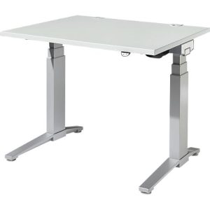 Schäfer Shop Genius Schreibtisch PLANOVA ERGOSTYLE, elektrisch höhenverstellbar, Rechteck, C-Fuß, B 1200 mm, lichtgrau/weißalu Schäfer Shop Genius Schreibtisch PLANOVA ERGOSTYLE, elektrisch höhenverstellbar, Rechteck, C-Fuß, B 1200 mm, lichtgrau/weißalu