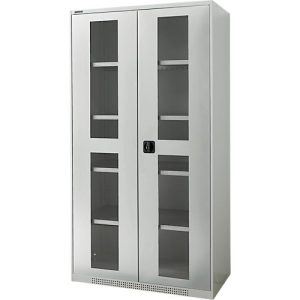 Schäfer Shop Genius Sichttürschrank FS, 5 OH, abschließbar, 4 Fachböden, bis 450 kg, B 1055 mm, Stahl, lichtgrau RAL 7035/lichtgrau RAL 7035