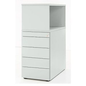 Schäfer Shop Genius Standcontainer mit Aufsatzregal, abschließbar, seitliche Griffnut, lichtgrau Schäfer Shop Genius Standcontainer mit Aufsatzregal, abschließbar, seitliche Griffnut, lichtgrau