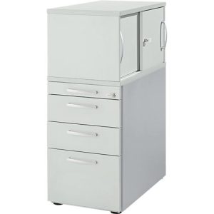 Schäfer Shop Genius Standcontainer mit Aufsatzschrank inkl. Schiebetür, komplett abschließbar, runder Griff, lichtgrau Schäfer Shop Genius Standcontainer mit Aufsatzschrank inkl. Schiebetür, komplett abschließbar, runder Griff, lichtgrau