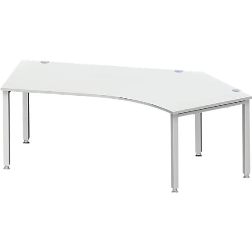 Schäfer Shop Genius Winkelschreibtisch MODENA FLEX 135°, Ansatz rechts, 4-Fuß-Quadratrohr, B 2165 mm, lichtgrau