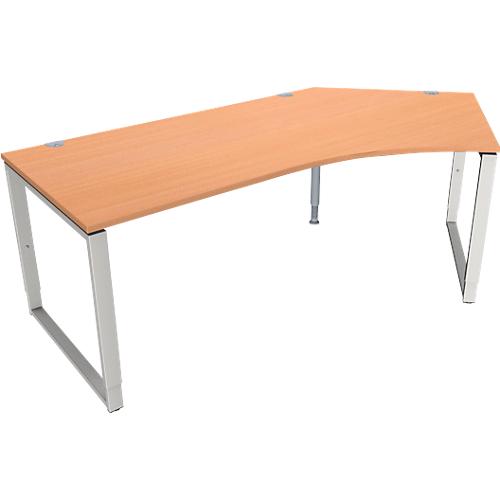Schäfer Shop Genius Winkelschreibtisch MODENA FLEX, 135°, Bügelfuß, Ansatz rechts, B, B 2165 mm, Buche-Dekor