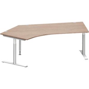 Schäfer Shop Genius Winkelschreibtisch MODENA FLEX 135°, T-Fuß-Rundrohr, B 2165 mm, Ansatz links, Eiche-Dekor/weißalu Schäfer Shop Genius Winkelschreibtisch MODENA FLEX 135°, T-Fuß-Rundrohr, B 2165 mm, Ansatz links, Eiche-Dekor/weißalu