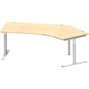 Schäfer Shop Genius Winkelschreibtisch MODENA FLEX 135°, T-Fuß-Rundrohr, B 2165 mm, Ansatz rechts, Ahorn/weißalu Schäfer Shop Genius Winkelschreibtisch MODENA FLEX 135°, T-Fuß-Rundrohr, B 2165 mm, Ansatz rechts, Ahorn/weißalu
