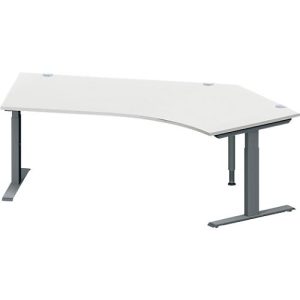 Schäfer Shop Genius Winkelschreibtisch MODENA FLEX, 135° Winkel rechts, T-Fuß Rechteckrohr, B 2165 x T 800/800 x H 650-850 mm, lichtgrau/anthrazit Schäfer Shop Genius Winkelschreibtisch MODENA FLEX, 135° Winkel rechts, T-Fuß Rechteckrohr, B 2165 x T 800/800 x H 650-850 mm, lichtgrau/anthrazit