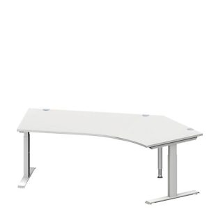 Schäfer Shop Genius Winkelschreibtisch MODENA FLEX, 135° Winkel rechts, T-Fuß Rechteckrohr, B 2165 x T 800/800 x H 650-850 mm, lichtgrau/weißalu Schäfer Shop Genius Winkelschreibtisch MODENA FLEX, 135° Winkel rechts, T-Fuß Rechteckrohr, B 2165 x T 800/800 x H 650-850 mm, lichtgrau/weißalu