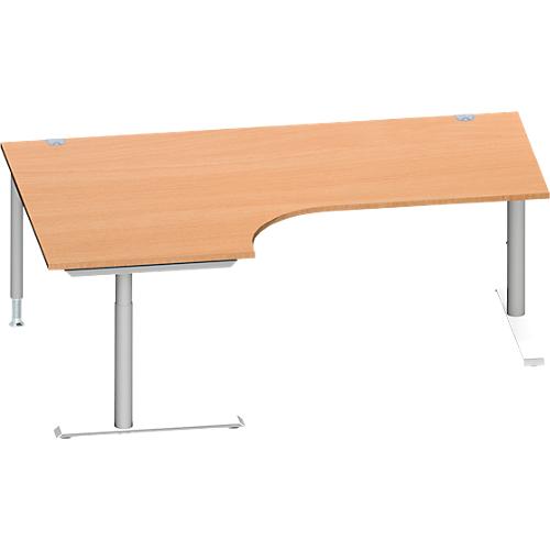 Schäfer Shop Genius Winkelschreibtisch MODENA FLEX 90°, Ansatz links, C-Fuß-Rundrohr, B 2000 mm, buche/weiß