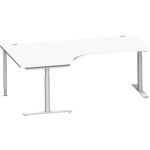 Schäfer Shop Genius Winkelschreibtisch MODENA FLEX 90°, Ansatz links, T-Fuß-Rundrohr, B 2000 mm, weiß/weiß Schäfer Shop Genius Winkelschreibtisch MODENA FLEX 90°, Ansatz links, T-Fuß-Rundrohr, B 2000 mm, weiß/weiß