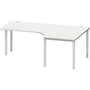 Schäfer Shop Genius Winkelschreibtisch MODENA FLEX 90°, Ansatz rechts, einseitig, verkürzte Seitenteile, 4-Fuß-Rundrohr, lichtgrau/weißaluminium Schäfer Shop Genius Winkelschreibtisch MODENA FLEX 90°, Ansatz rechts, einseitig, verkürzte Seitenteile, 4-Fuß-Rundrohr, lichtgrau/weißaluminium