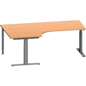 Schäfer Shop Genius Winkelschreibtisch MODENA FLEX, 90° Winkel links, T-Fuß Rechteckrohr, B 2000 x T 1200/800 x H 650-850 mm, Buche/anthrazit Schäfer Shop Genius Winkelschreibtisch MODENA FLEX, 90° Winkel links, T-Fuß Rechteckrohr, B 2000 x T 1200/800 x H 650-850 mm, Buche/anthrazit