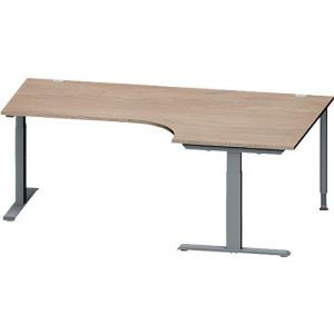 Schäfer Shop Genius Winkelschreibtisch MODENA FLEX, 90° Winkel rechts, T-Fuß Rechteckrohr, B 2000 x T 1200/800 x H 650-850 mm, Eiche/anthrazit Schäfer Shop Genius Winkelschreibtisch MODENA FLEX, 90° Winkel rechts, T-Fuß Rechteckrohr, B 2000 x T 1200/800 x H 650-850 mm, Eiche/anthrazit